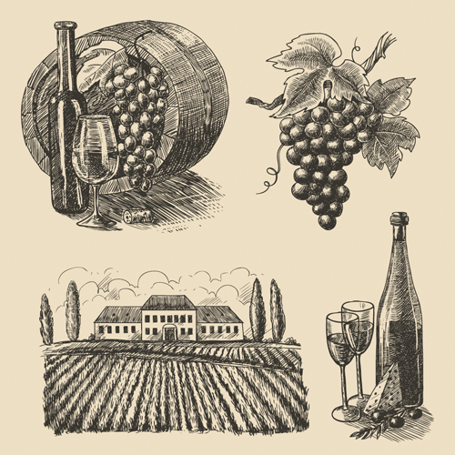 Grapes with farm vector material 02 Grapes with farm vector material 02