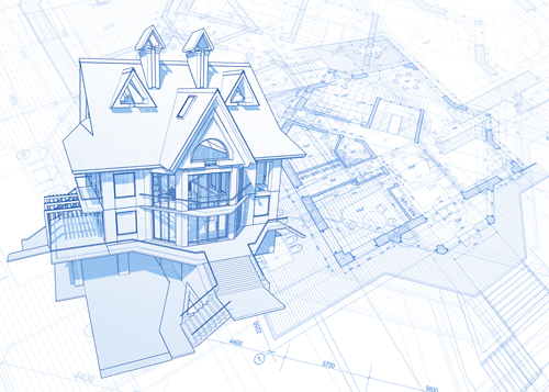 House architecture blueprint vector set 05 House architecture blueprint vector set 05