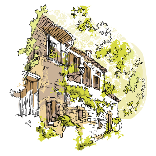Old street hand drawing sketch vector 05 Old street hand drawing sketch vector 05