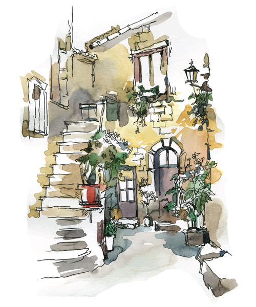 Old street hand drawing sketch vector 06 Old street hand drawing sketch vector 06