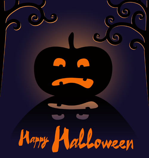 Pumpkin halloween poster vintage vector 03