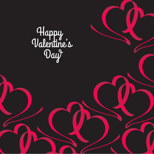 Ribbon hearts valentine day card vector 01