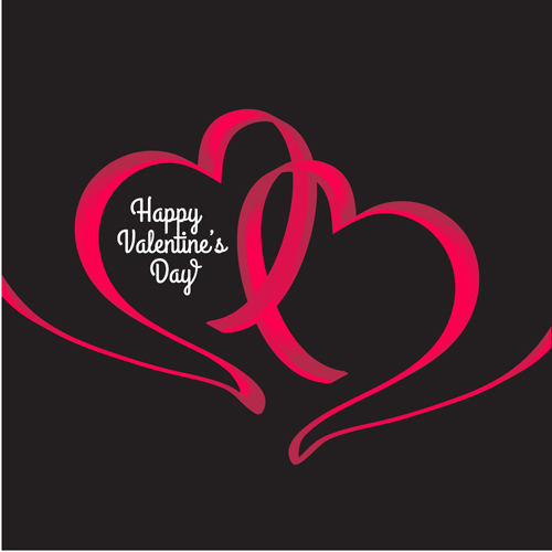 valentine ribbon hearts day card 