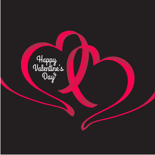 Ribbon hearts valentine day card vector 03 Ribbon hearts valentine day card vector 03