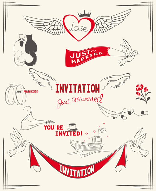 wedding romantic invitation cards invitation hand drawn 