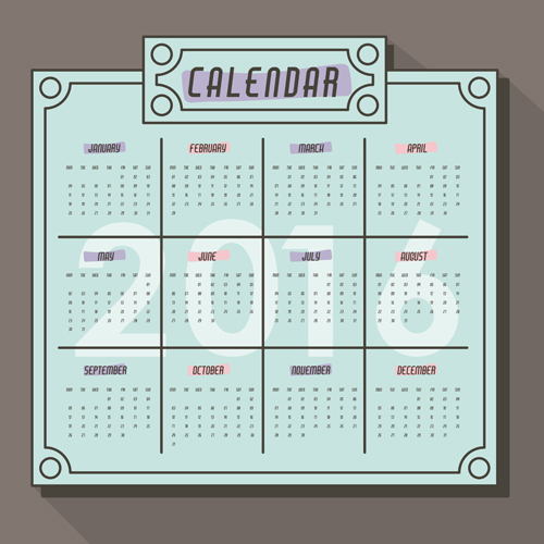 Simple wall calendar 2016 design vectors set 09 Simple wall calendar 2016 design vectors set 09