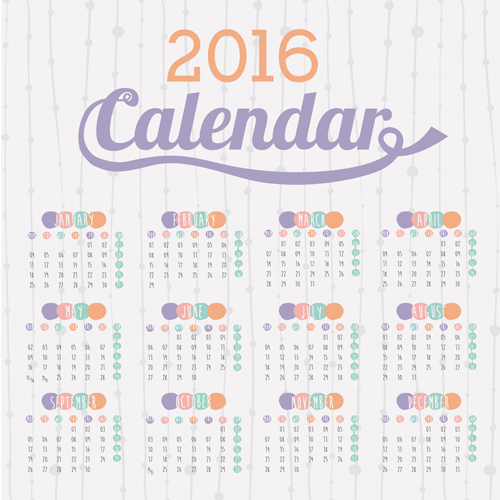 Simple wall calendar 2016 design vectors set 10 Simple wall calendar 2016 design vectors set 10