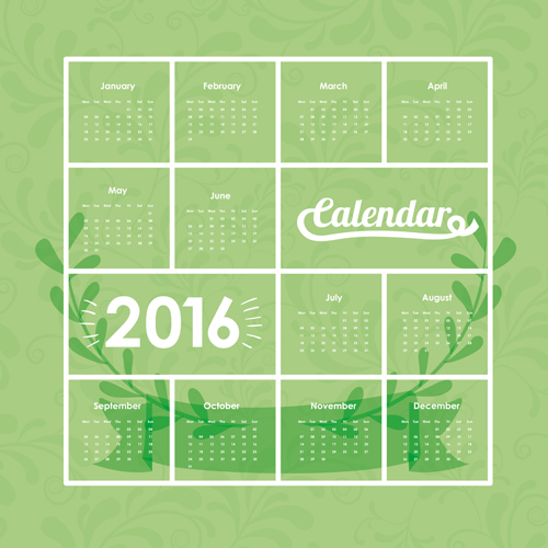 Simple wall calendar 2016 design vectors set 13 Simple wall calendar 2016 design vectors set 13
