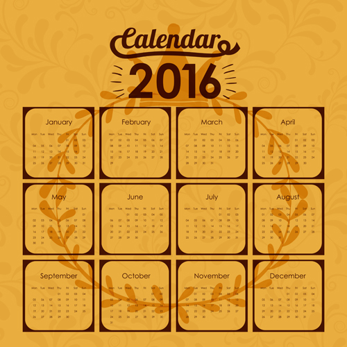 wall simple design calendar 2016 