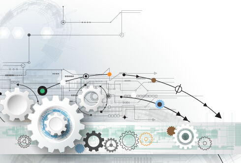 Tech with gear background template vector 05