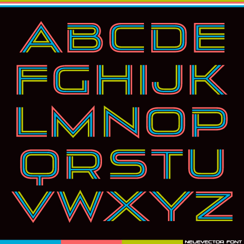 Tricolor letters alphabet 