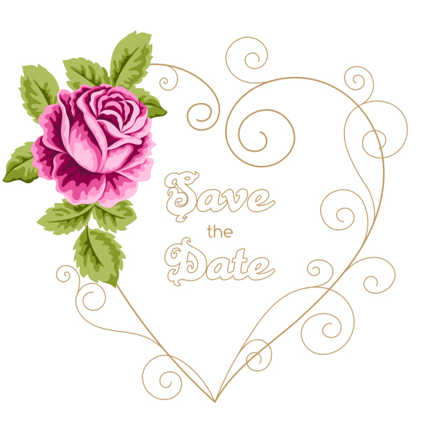 Vintage flower with wedding invitation vector 01