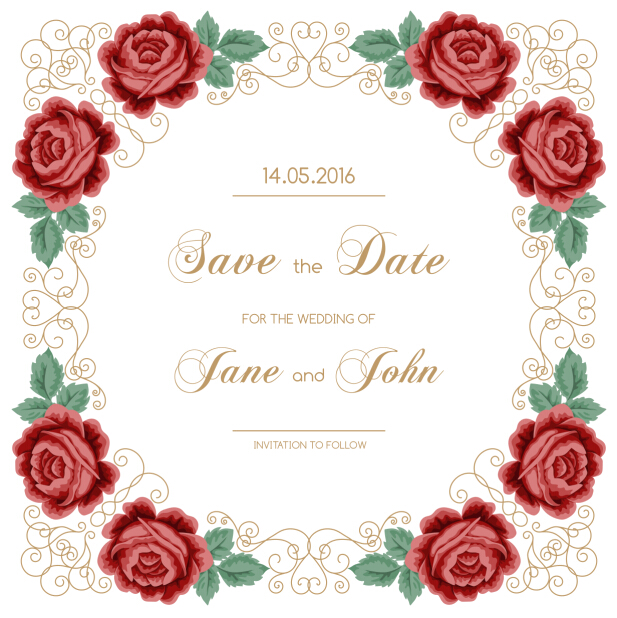 Vintage flower with wedding invitation vector 09 Vintage flower with wedding invitation vector 09