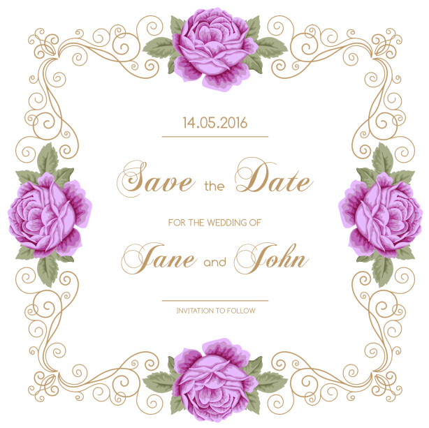 Vintage flower with wedding invitation vector 10 Vintage flower with wedding invitation vector 10