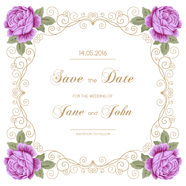 Vintage flower with wedding invitation vector 11 Vintage flower with wedding invitation vector 11