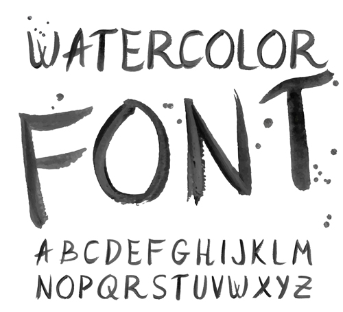 Watercolor alphabet letter with numebrs vector 02 Watercolor alphabet letter with numebrs vector 02