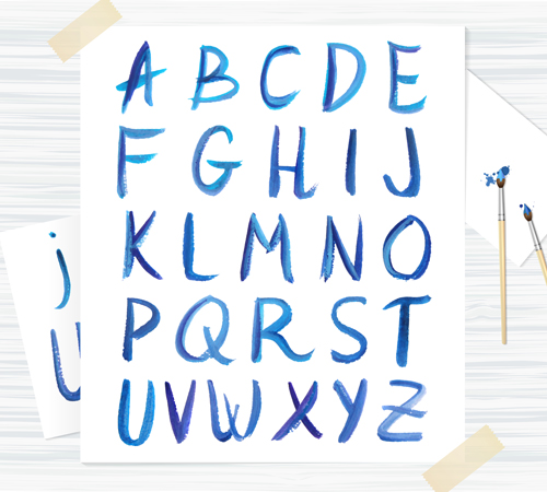 watercolor numebrs letter alphabet 
