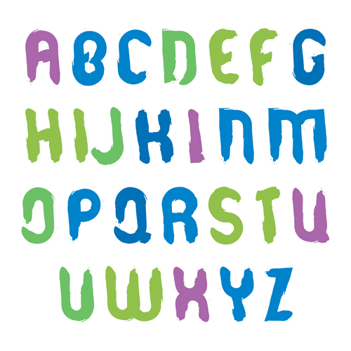 Watercolor alphabet letter with numebrs vector 05