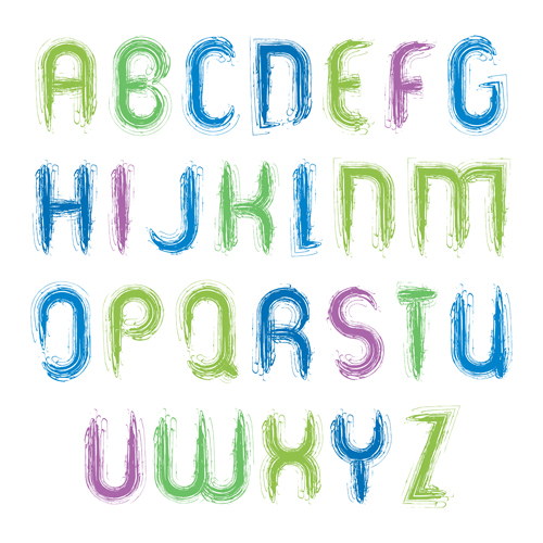 Watercolor alphabet letter with numebrs vector 07 Watercolor alphabet letter with numebrs vector 07