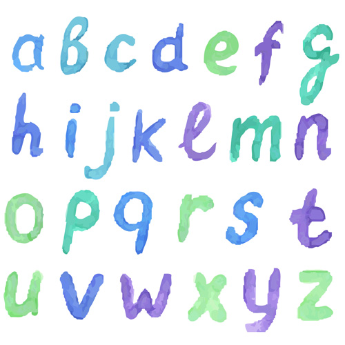 Watercolor alphabet letter with numebrs vector 09