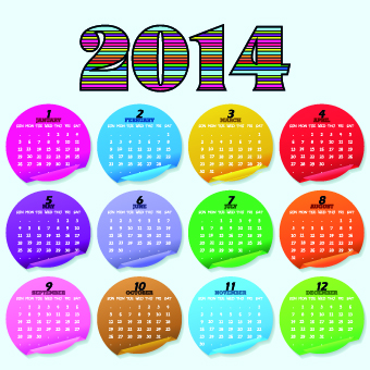 Simple 2014 calendar design vector set 01 Simple 2014 calendar design vector set 01