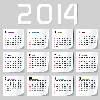 Simple 2014 calendar design vector set 02 Simple 2014 calendar design vector set 02