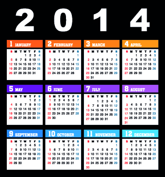 Simple 2014 calendar design vector set 03 Simple 2014 calendar design vector set 03