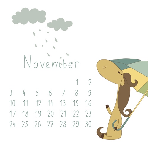 November cute cartoon cute cartoon calendar 