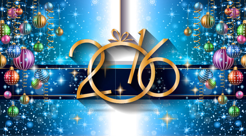 2016 new year background with colored christmas ball vector 2016 new year background with colored christmas ball vector