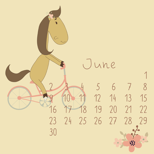 Cute Cartoon June Calendar design vector