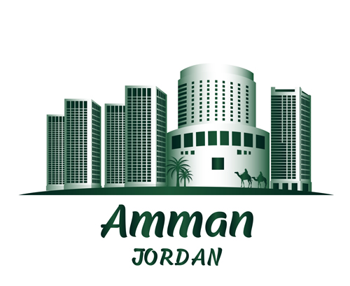 Amman famous buildings vector