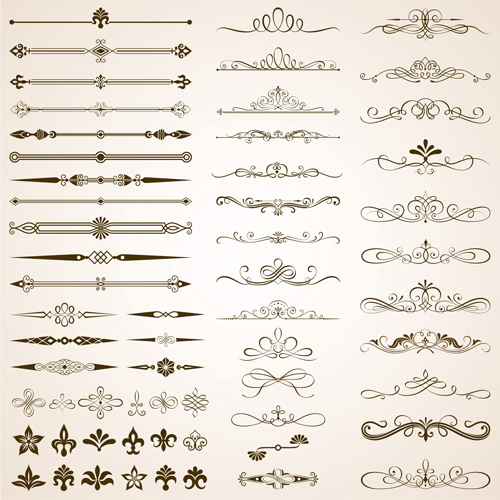 Calligraphic frames and rorders elements vector set Calligraphic frames and rorders elements vector set