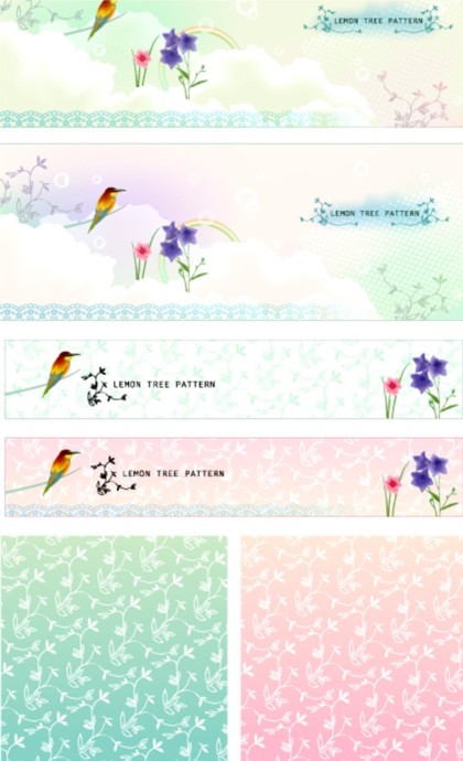 pattern flower bird banner 