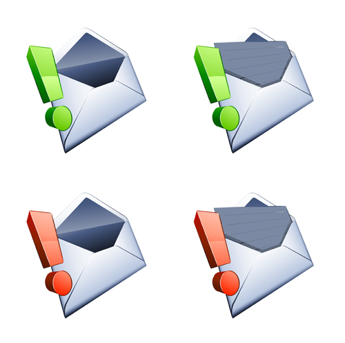 Exclamation point with email vector