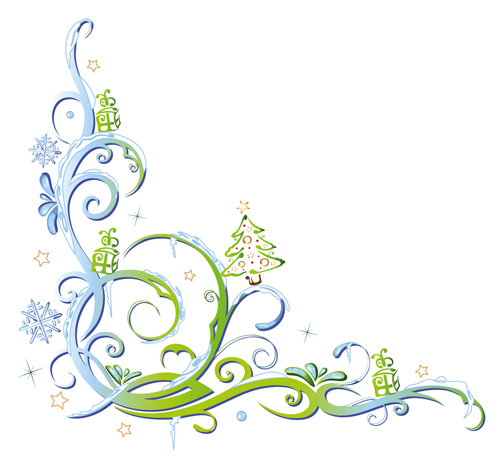 Floral ornaments with tree with snowflake vector Floral ornaments with tree with snowflake vector