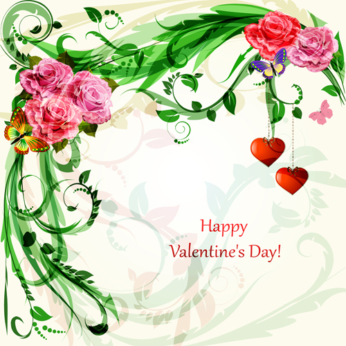 Flower valentine day cards vector 01 Flower valentine day cards vector 01