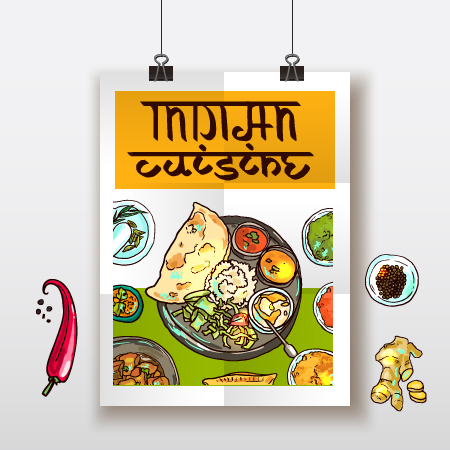poster indian hand drawn food 