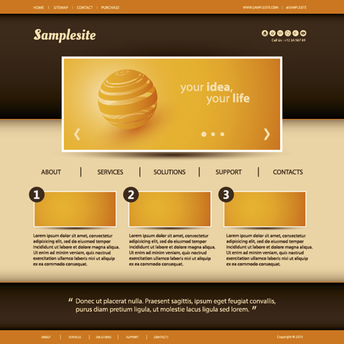 Orange styles business website template vector Orange styles business website template vector