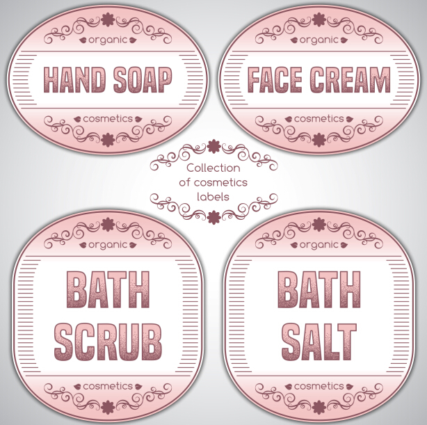 Pink cosmetics labels vector 01 Pink cosmetics labels vector 01