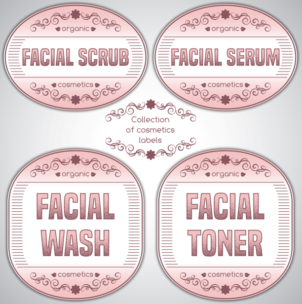 Pink cosmetics labels vector 02 Pink cosmetics labels vector 02