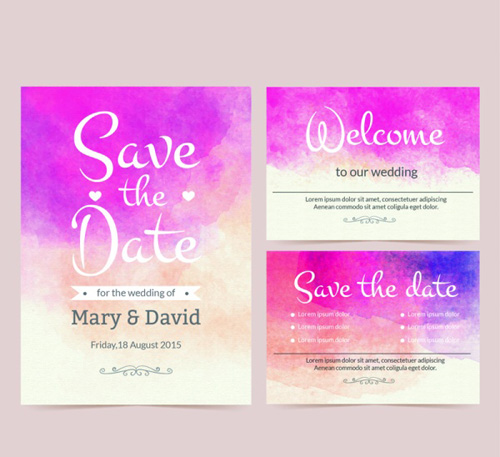 Purple watercolor wedding card vector Purple watercolor wedding card vector