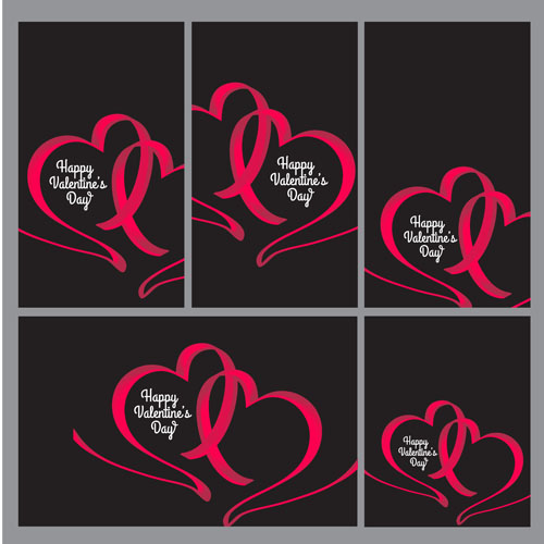 Ribbon heart valentine day banners vector 01 Ribbon heart valentine day banners vector 01
