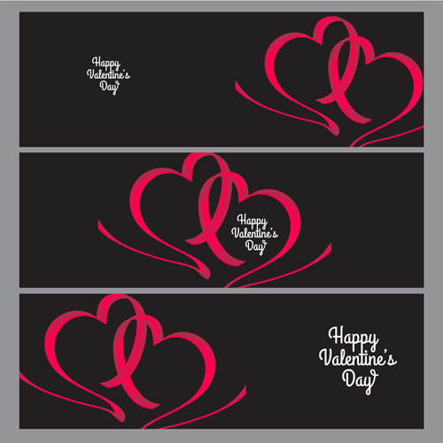 valentine ribbon heart day banners 