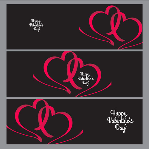 Ribbon heart valentine day banners vector 07 Ribbon heart valentine day banners vector 07