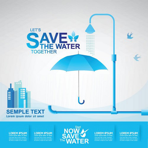 Save water creative vector template 02 Save water creative vector template 02
