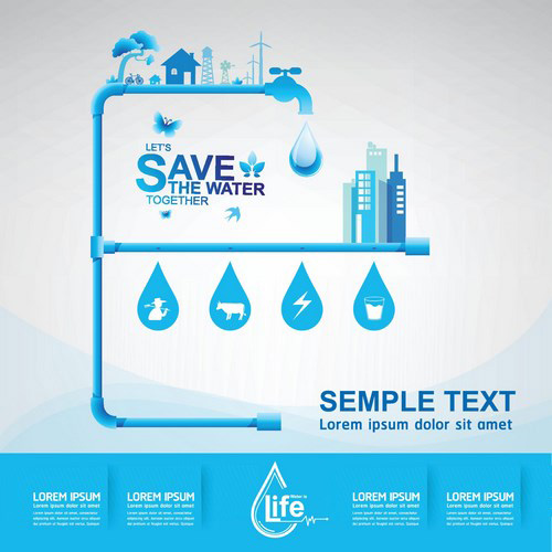 Save water creative vector template 03 Save water creative vector template 03