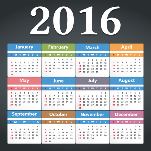 simple calendars 2016 