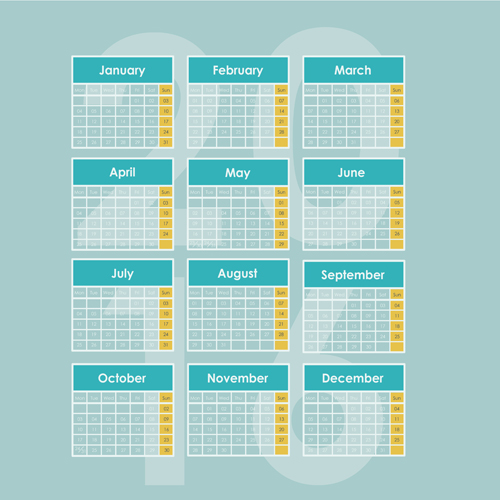 Simple wall calendar 2016 design vectors set 0 Simple wall calendar 2016 design vectors set 0