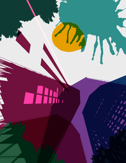 Skyscrapers with grunge background vectors 03