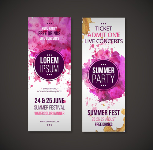 Summer watercolor party card vector